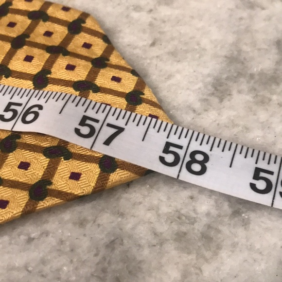 James Davis Gold Silk Tie Mens Necktie Italy XMI Geometric Print Designer - Picture 6 of 6